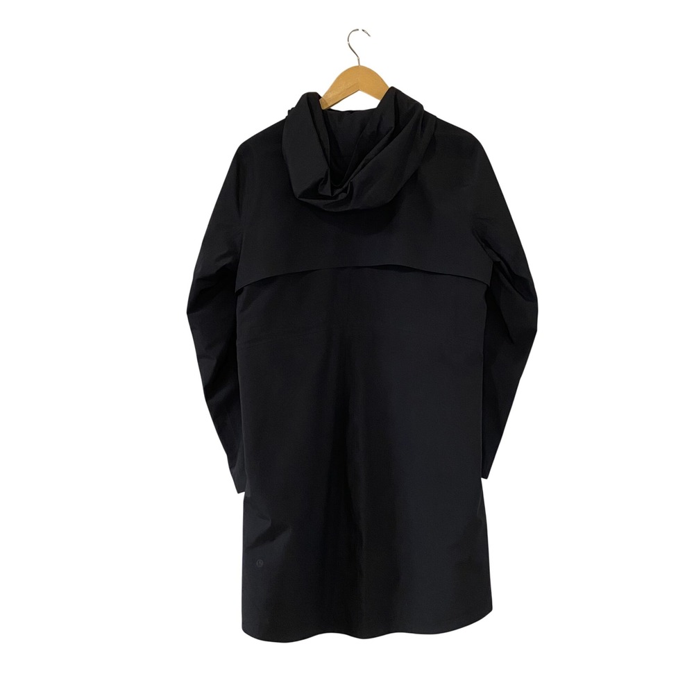 Lululemon EUC Rain Rules Jacket Black Waterproof Hooded Parka Coat Womens Size 8 - Picture 6 of 8